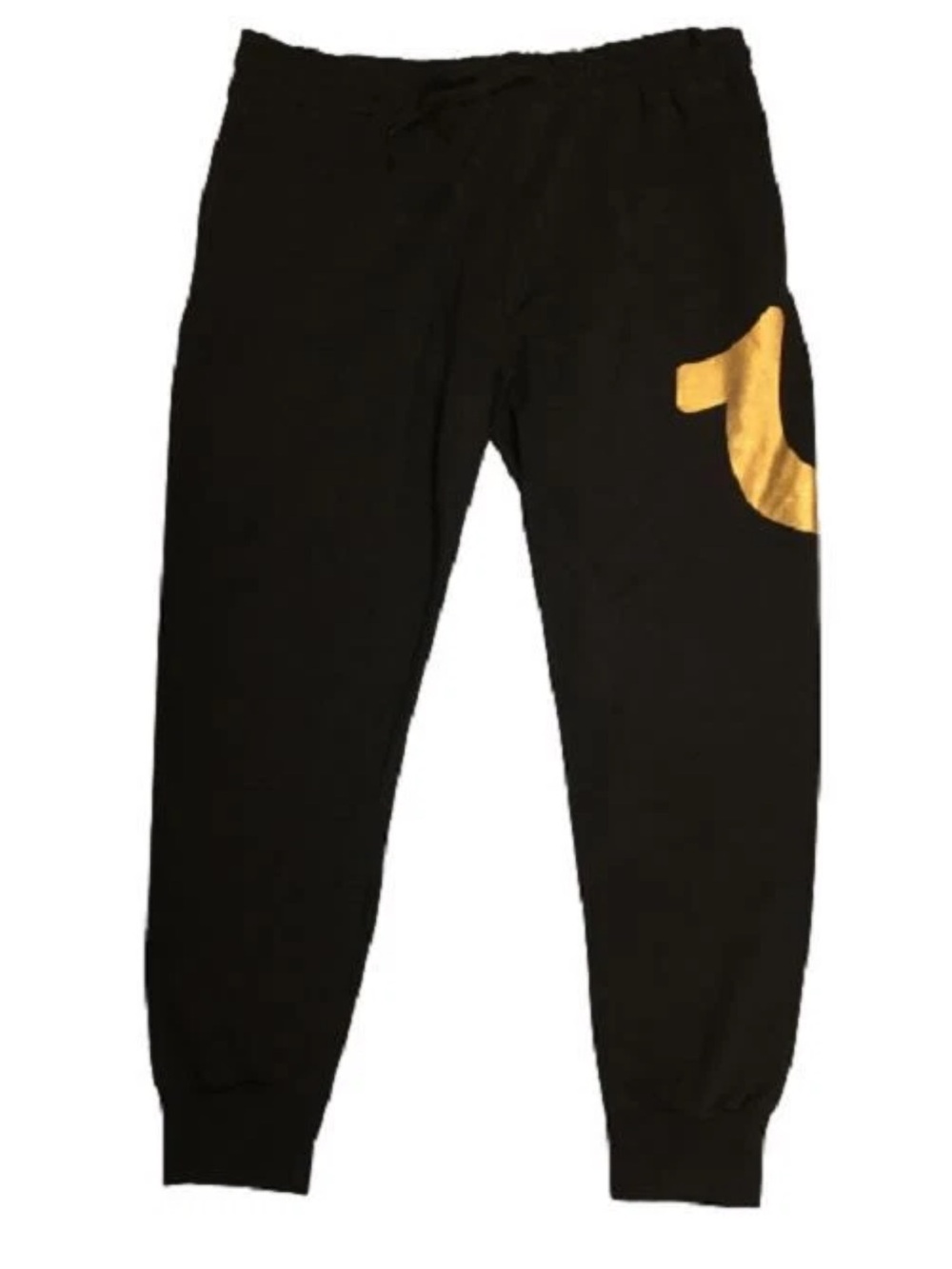 True Religion Men’s Side HS Hit Jet Black Joggers- Large